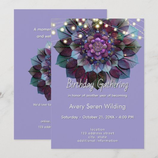 Council of Leaves | Mandala Art P&B Einladung (Vorne/Hinten)