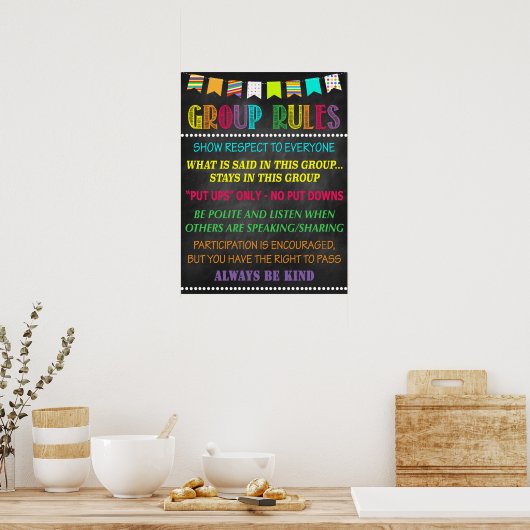 Counseling Group Rules Confidential Poster (Küche)