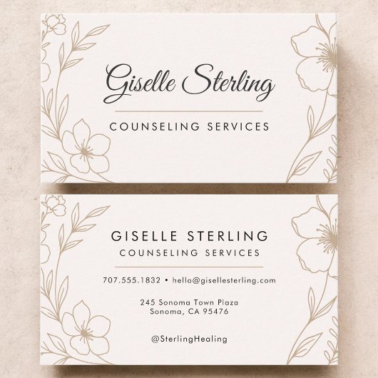 Counseling Services Botanical Floral  Visitenkarte