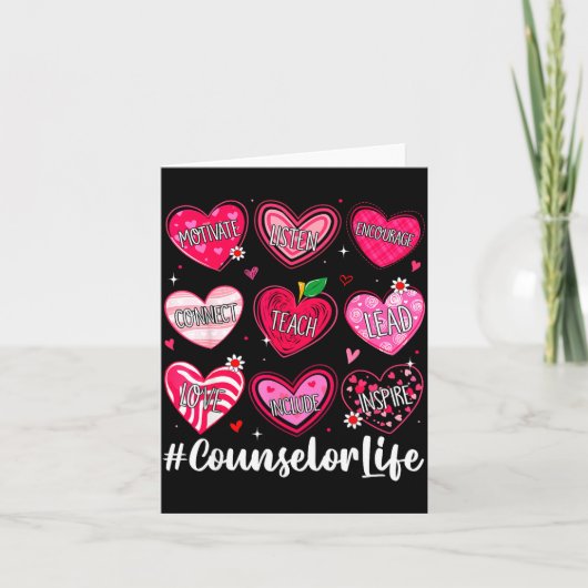 Counselor Life School Counseling Hearts School Val Karte (Vorderseite)