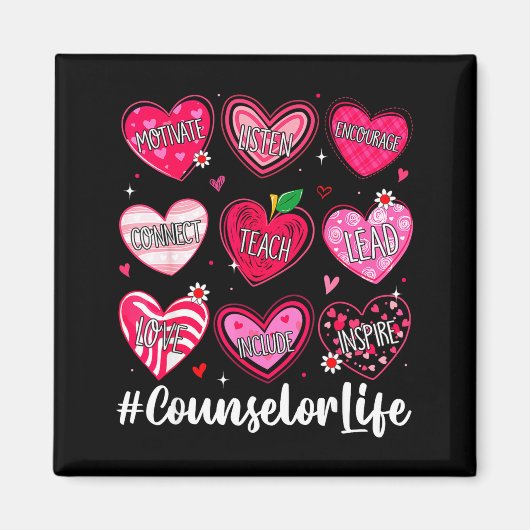 Counselor Life School Counseling Hearts School Val Magnet (Vorne)