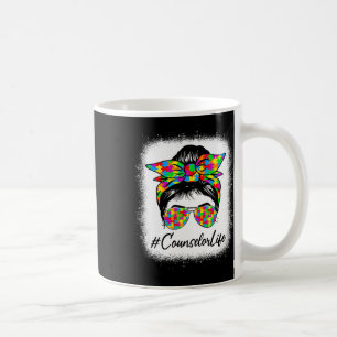 Counselor Messy Bun Women Supporting Autism Awaren Kaffeetasse