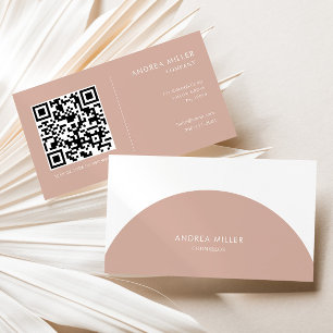 Counselor Minimalistisch Blush and White Arch Qr C Visitenkarte