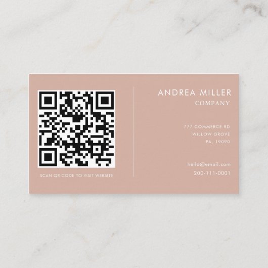 Counselor Minimalistisch Blush and White Arch Qr C Visitenkarte (Rückseite)