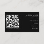 Counselor Minimalistischer Qr-Code für Schwarz und Visitenkarte (Rückseite)