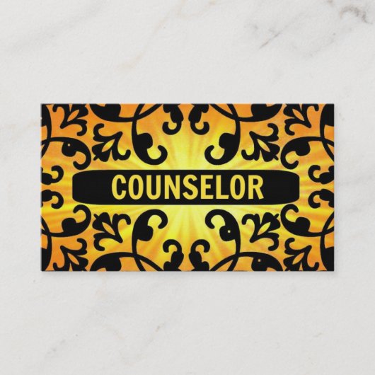 Counselor Sunshine Damask Business Card Visitenkarte (Vorderseite)