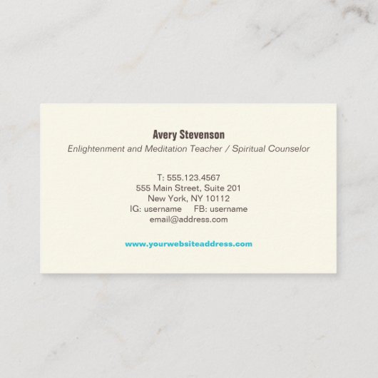 Counselor Turquoise Blue Tree Visitenkarte (Rückseite)