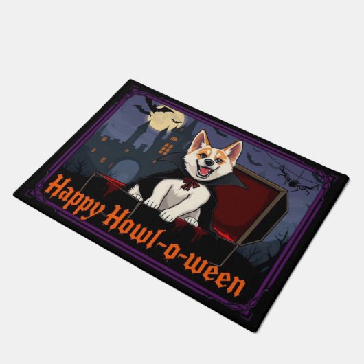 Count Akita Happy Howl-o-ween Fußmatte (Schrägansicht)