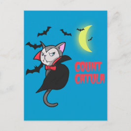 Count Catula Funny Halloween Cat Pub Postkarte
