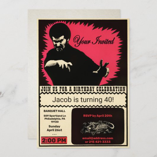 Count Dante Style Anpassbar Einladung (Vorne/Hinten)