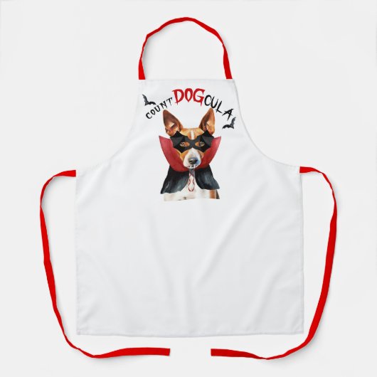 Count DOGcula Basenji Dog Funny Halloween Schürze (Vorderseite)