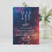 Count Down Fireworks Blue Silvester Party Einladung (Stehend Vorderseite)