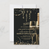 Count Down Gold Champagne Silvester Party Einladung (Vorderseite)