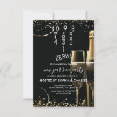 Count Down White Champagne Silvester Party Einladung (Vorderseite)