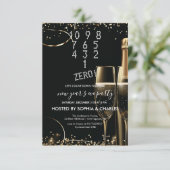 Count Down White Champagne Silvester Party Einladung (Stehend Vorderseite)