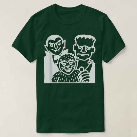 Count Dracula, Frankenstein and Wolfman Halloween T-Shirt (Design vorne)