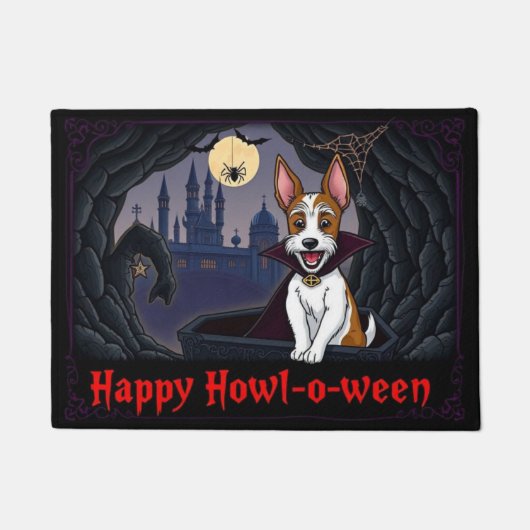 Count Drahthaar-Foxterrier Frohes Heulen=o=ween Fußmatte (Vorderseite)