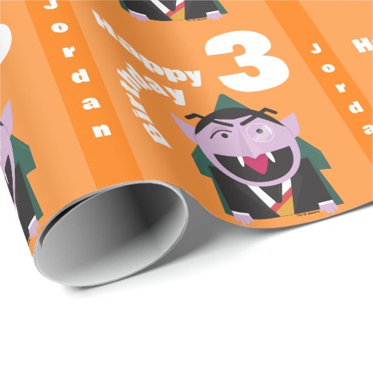 Count Kindergeburtstag Name Sesame Street Geschenkpapier (Rolleneckpunkt)