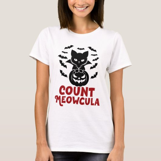 Count Meowcula, Spooky Black Cat T-Shirt (Vorderseite)