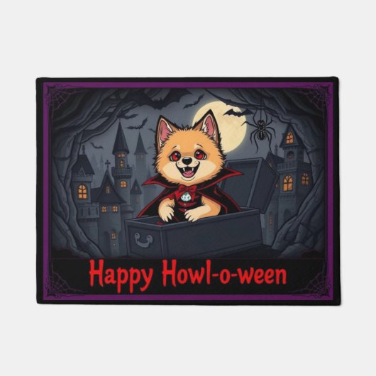 Count Pomeranian Happy Howl-o-ween Fußmatte (Vorderseite)