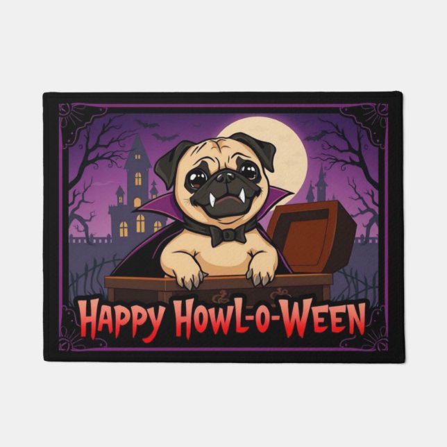 Count Pug Happy Howl-o-Ween Fußmatte (Vorderseite)