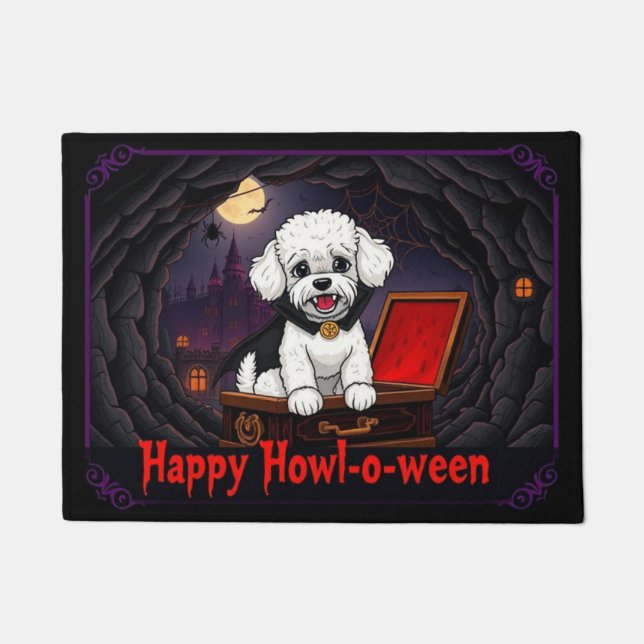 Count Toy Poodle Happy Howl-o-ween Fußmatte (Vorderseite)