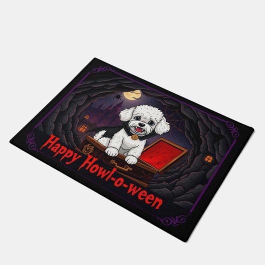 Count Toy Poodle Happy Howl-o-ween Fußmatte (Schrägansicht)