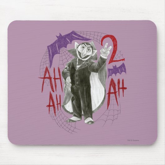 Count von Count B&W Sketch Zeichnend Mousepad (Vorne)