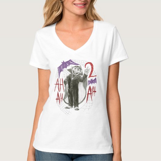 Count von Count B&W Sketch Zeichnend T-Shirt (Vorderseite)