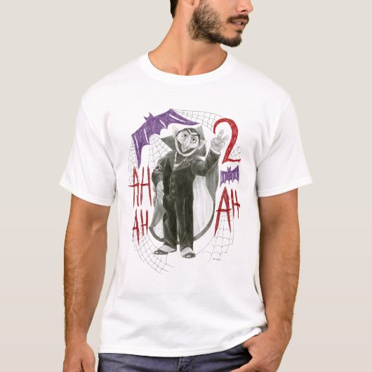 Count von Count B&W Sketch Zeichnend T-Shirt (Vorderseite)