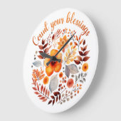Count Your Blessings – Autumn Floral Wreath Große Wanduhr (Winkel)