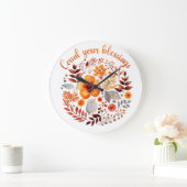 Count Your Blessings – Autumn Floral Wreath Große Wanduhr (Zuhause)