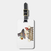 Count Your Blessings Snowman Pilgrim Gepäckanhänger (Vorderseite vertikal)