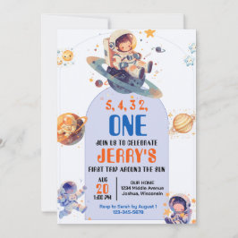 Countdown Astronaut Outer Space Geburtstag Einladung