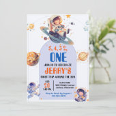 Countdown Astronaut Outer Space Geburtstag Einladung (Stehend Vorderseite)