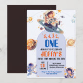 Countdown Astronaut Outer Space Geburtstag Einladung (Vorne/Hinten)