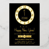 Countdown bis Mitternacht Silvester Party Real Folieneinladung (Vorderseite)