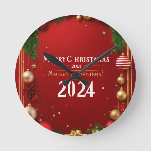 Countdown bis Weihnachten: Festliche Wall-Uhr Runde Wanduhr (Vorderseite)