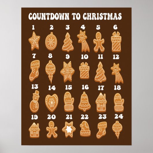 Countdown bis Weihnachts Adventskalender Gingerbre Poster (Vorne)