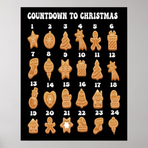 Countdown bis Weihnachts Adventskalender Gingerbre Poster