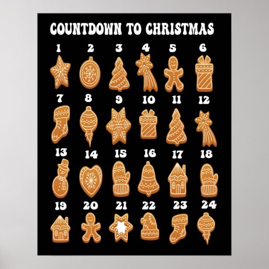 Countdown bis Weihnachts Adventskalender Gingerbre Poster (Vorne)