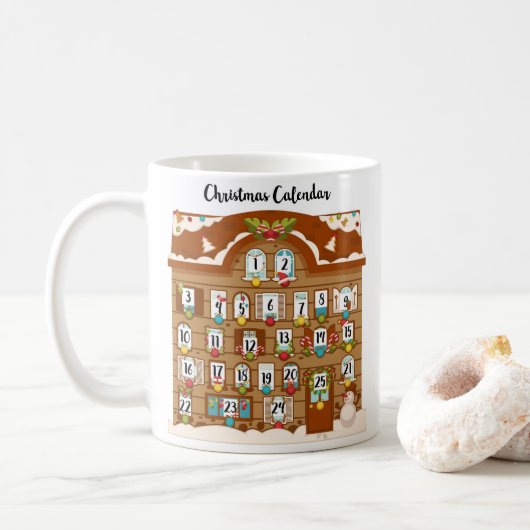 Countdown bis Weihnachts-Adventskalender Kaffeetasse (Mit Donut)