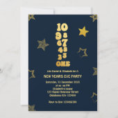 Countdown - Navy Gold Silvester Party Einladung (Vorderseite)