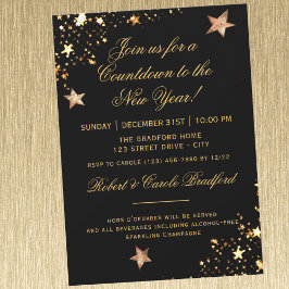 Countdown Silvester Party, Black Gold Einladung