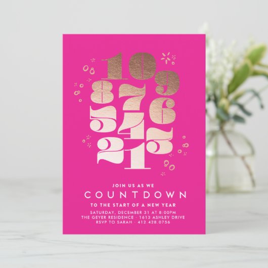 Countdown - Silvester Party Einladung (Stehend Vorderseite)