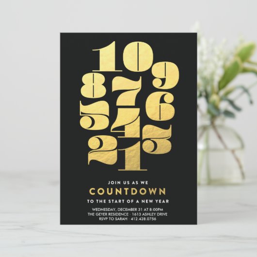 Countdown - Silvester Party Einladung (Stehend Vorderseite)