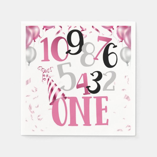 Countdown zu einem Party Napkins Pink Serviette (Vorderseite)