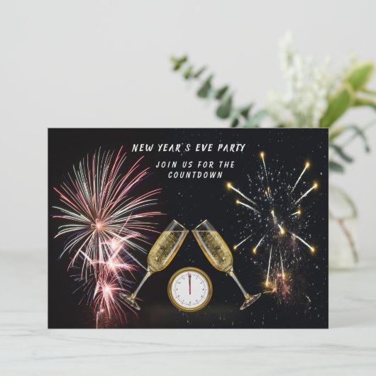 Countdown zum Silvesterabend-Party für Feuerwerksk Einladung (Stehend Vorderseite)