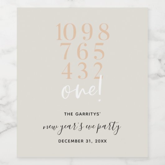 Countdown zum Silvesterabend-Party Weinetikett (Einzelnes Label)