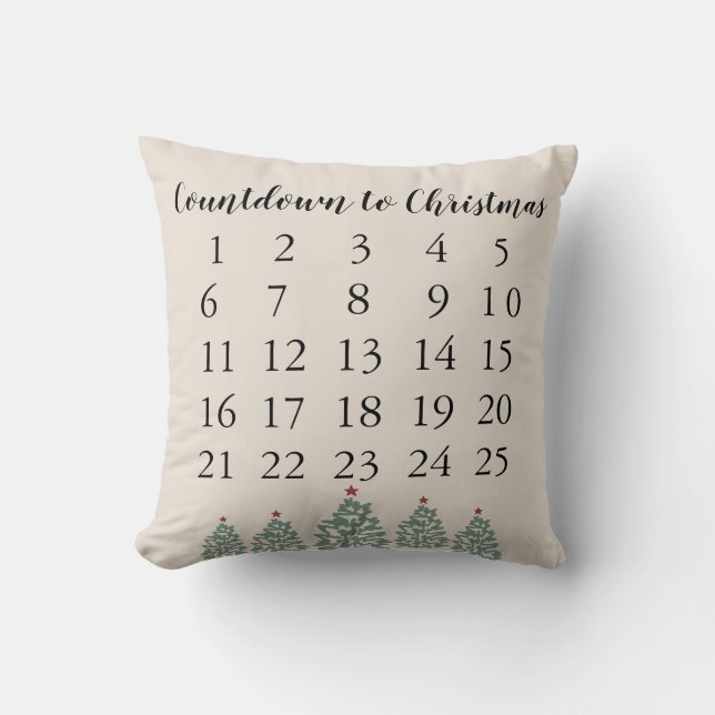 Countdown zum Weihnachtsbaum Illustration Holiday Kissen (Vorderseite)